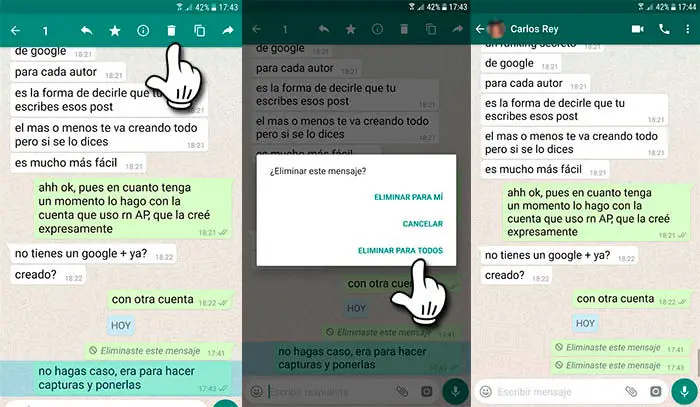 WhatsApp löscht Nachrichten Screenshots