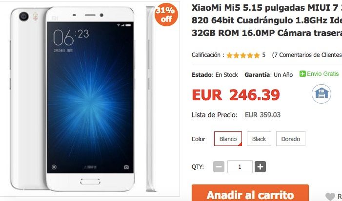 XiaoMi Mi5 für 205 Euro in Igogo