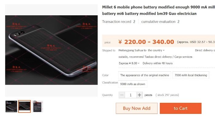 Xiaomi Mi 6, modifiziert mit einem 9000 mAh-Akku