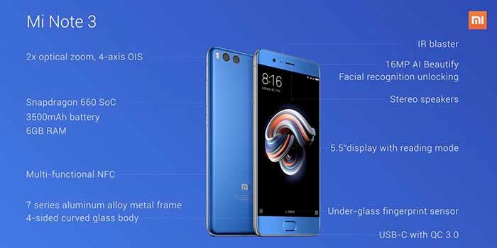 Xiaomi Mi Note 3 Spezifikationen