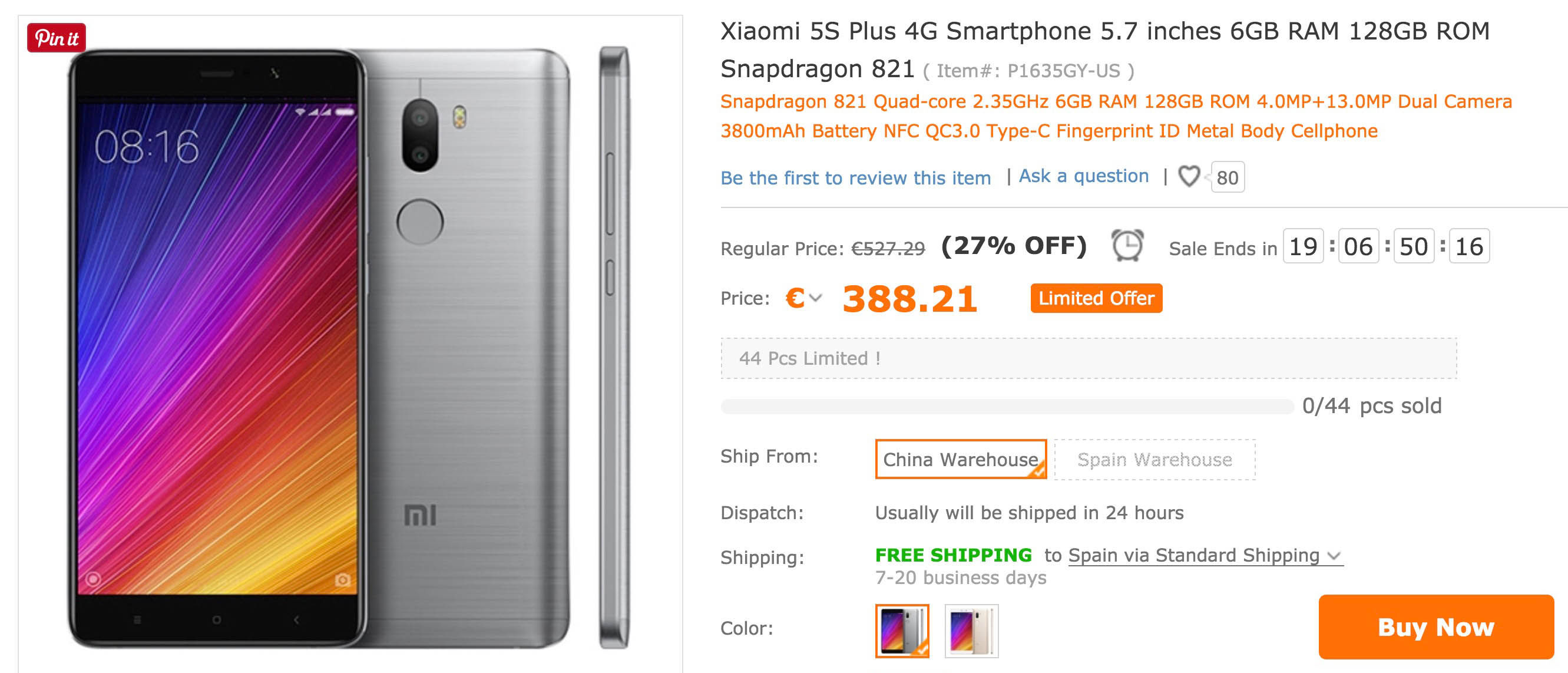 Xiaomi Mi5s Plus 128 GB Angebot
