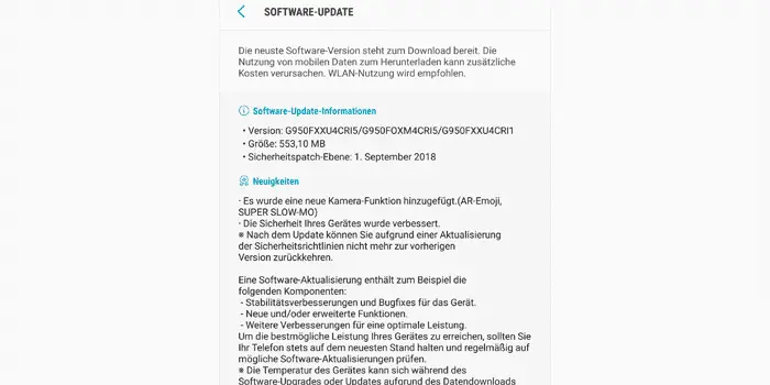 Galaxy S8 Update