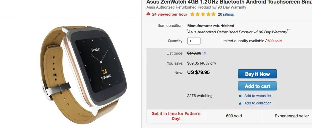 Asus Zenwatch billig ebay