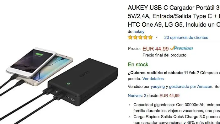 externe batterie aukey san valentin