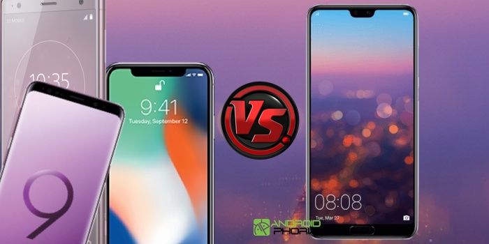 comparativa huawei p20 s9 iphone x xperia xz2