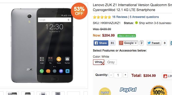 Kaufen Sie das Lenovo Zuk Z1 Angebot für 188 Euro