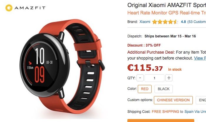 Xiaomi AMAZFIT im Angebot bei GearBest