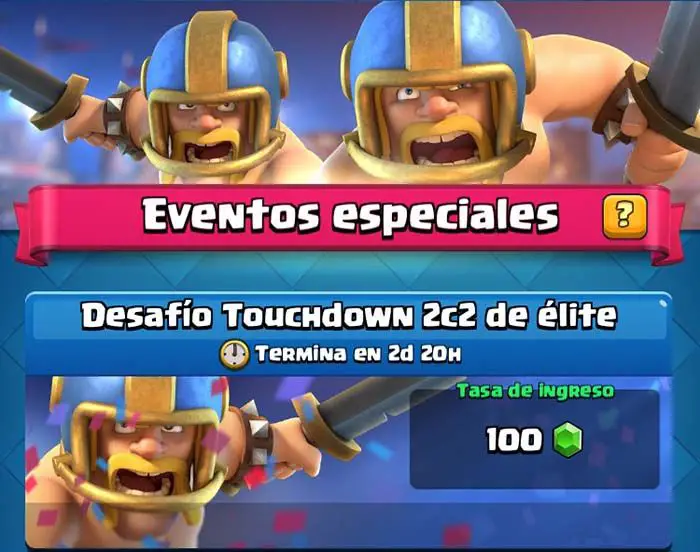 Challenge Touchdown 2c2 Elite Clash Royale