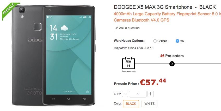 doogee x5 max billig