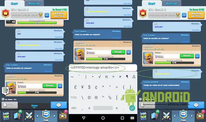 schreibe in farben in clash royale