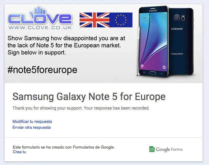 unterschreiben Petition Galaxy Note 5 in Europa