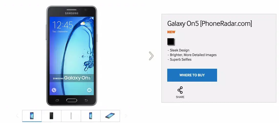 galaxy on5 start und preis