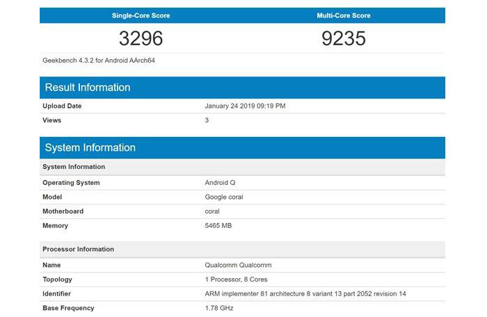 google coral in geekbench