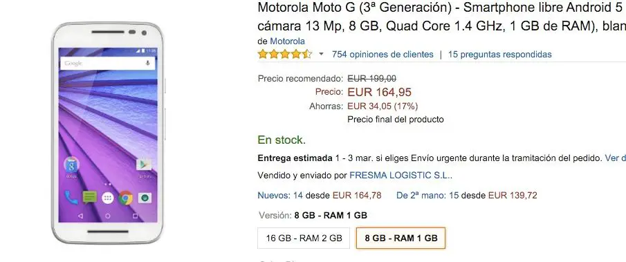 Moto G 2015 billigsten Amazon