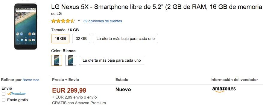 In Spanien ist der Preis von nexus 5x weiterhin gefallen