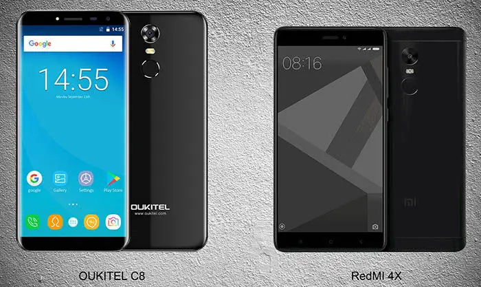 OUKITEL C8 vs. Redmi 4X Design