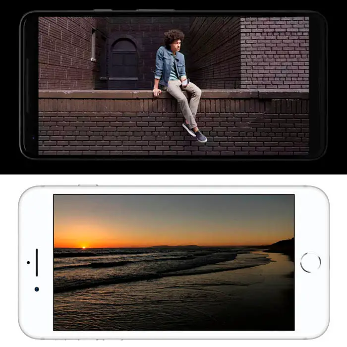 Pixel 2 XL im Vergleich zum iPhone 8 Plus-Bildschirm