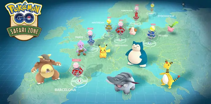 Pokémon GO Safari Zone Karte von Europa