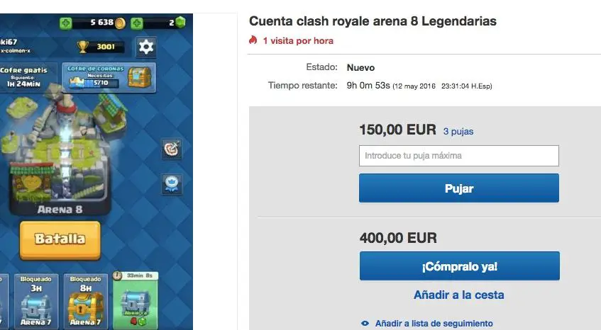 Verkauf von Konten kollidieren Royale Ebay