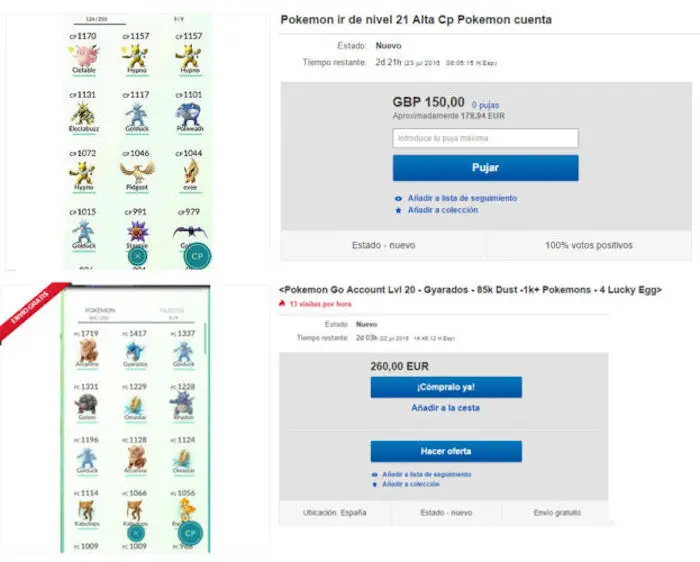 Verkauf Pokemon Konten gehen