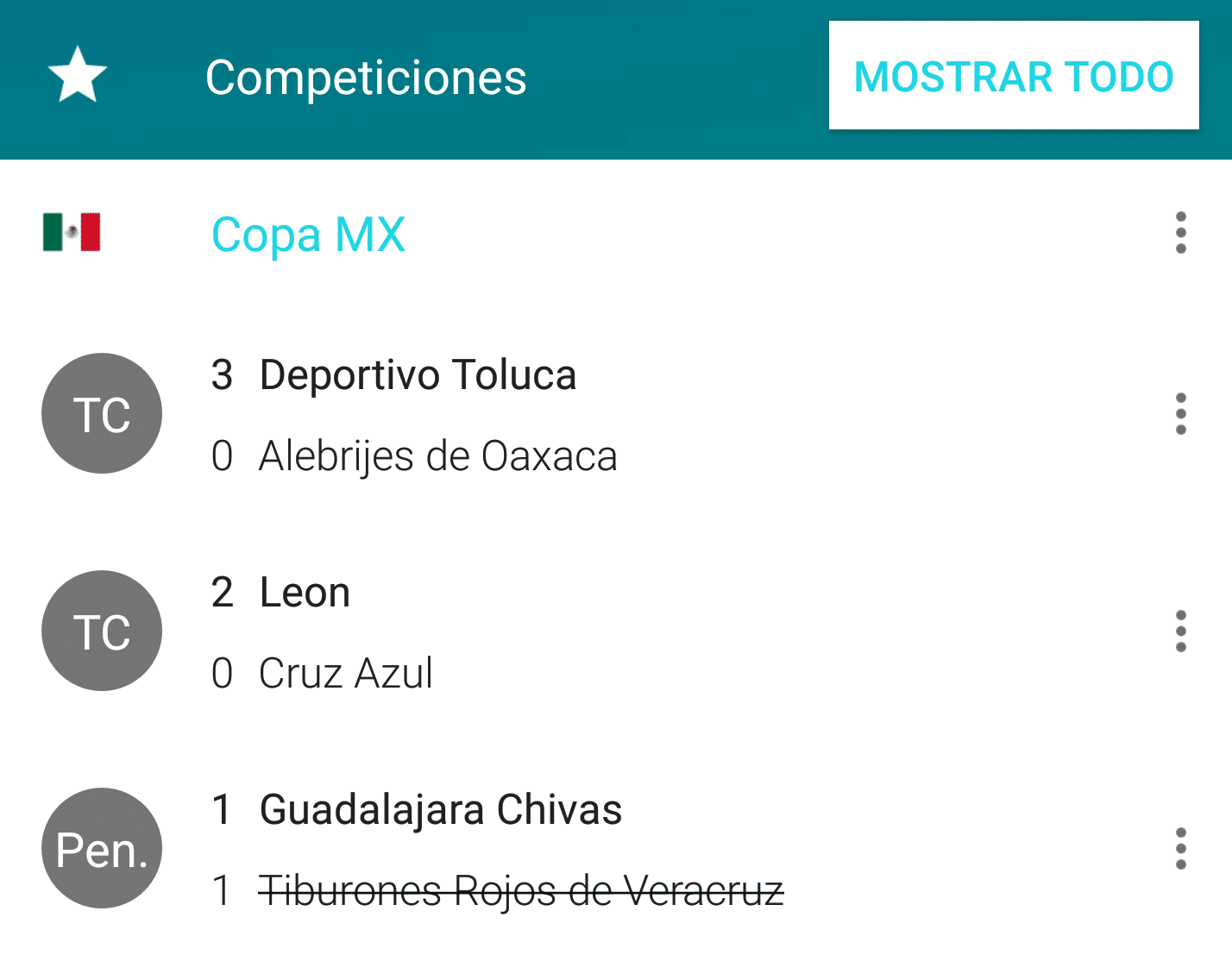 Copa MX von Android ansehen