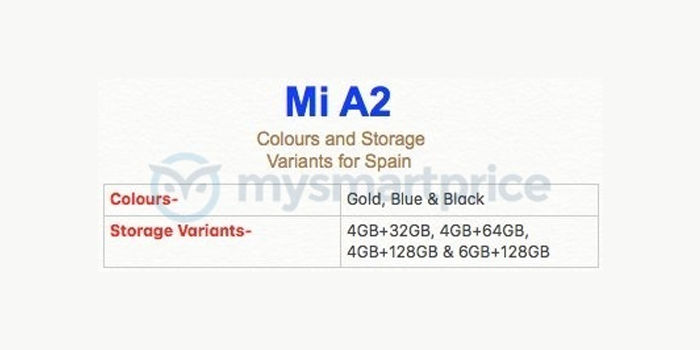 xiaomi mi a2 varianten spanien