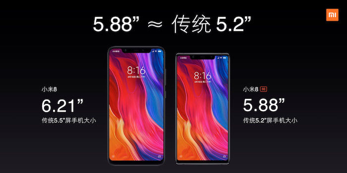 Xiaomi Mi8 ist Größe
