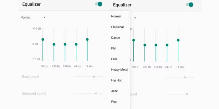 youtube music integrierter Equalizer