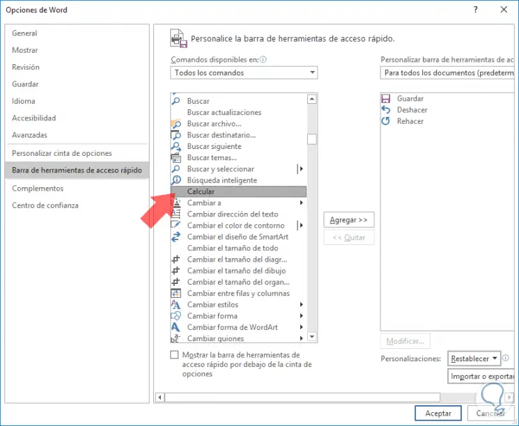 Fügen Sie die Option Calculate in Microsoft Word 2016-9 hinzu