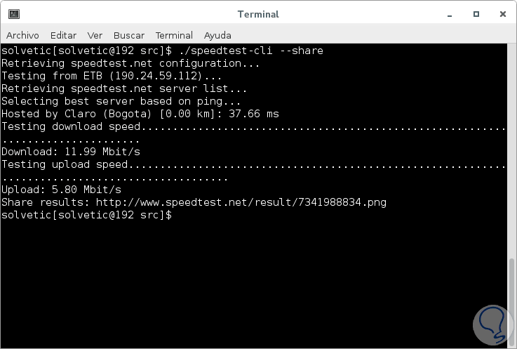 Überprüfen Sie die Geschwindigkeit des Internets mit dem Test Speedtest-cli-en-CentOS-7-6.png