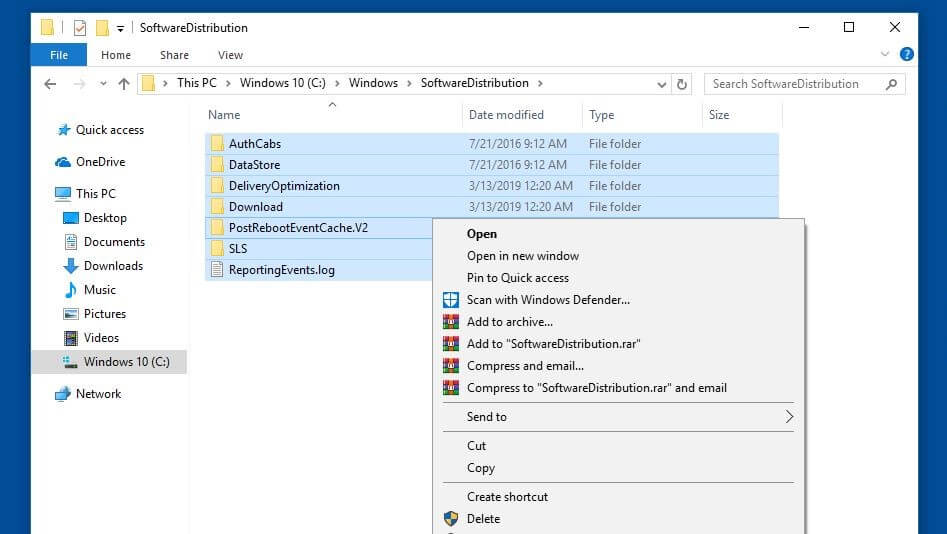 Windows 10: Ordner "SoftwareDistribution"