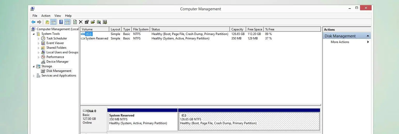 Windows 10-Menü "Computerverwaltung"