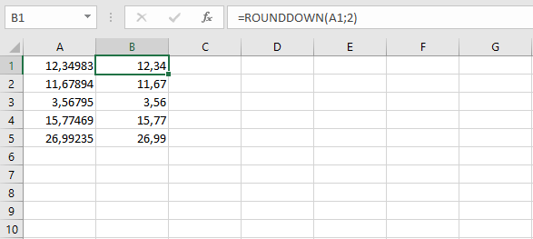Beispiel für eine Zellreferenz in der Formel ROUNDLESS in Excel