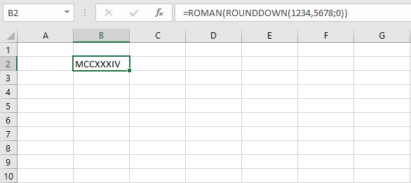 Kombination der Excel-Formeln ROUNDLESS und ROMAN