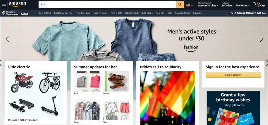 Amazon Homepage? Beispiel für einen Online-Shop