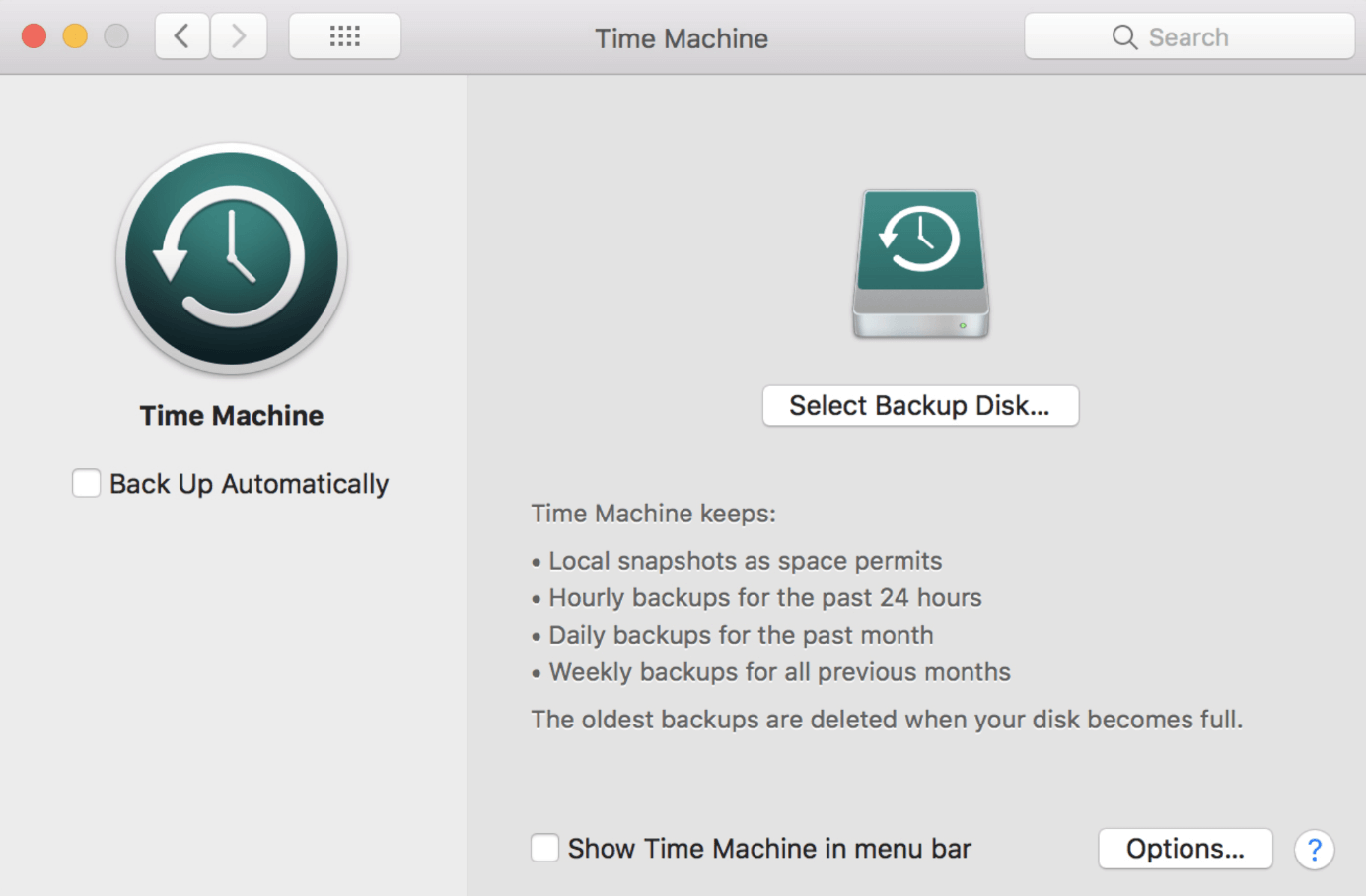 Time Machine: Schaltfläche? Sicherungsdiskette auswählen?