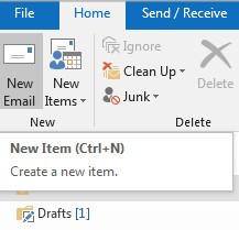 Screenshot der Option "Neue E-Mail erstellen" in Outlook