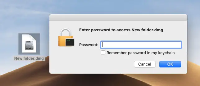 Verschlüsselter Mac-Ordner - Geben Sie das Passwort ein
