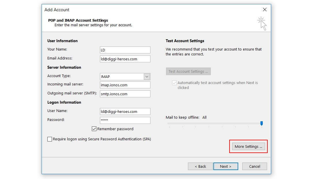 POP- und IMAP-Kontoeinstellungen in Outlook 2016