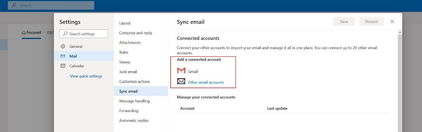 Outlook Web: Menü? E-Mail synchronisieren?