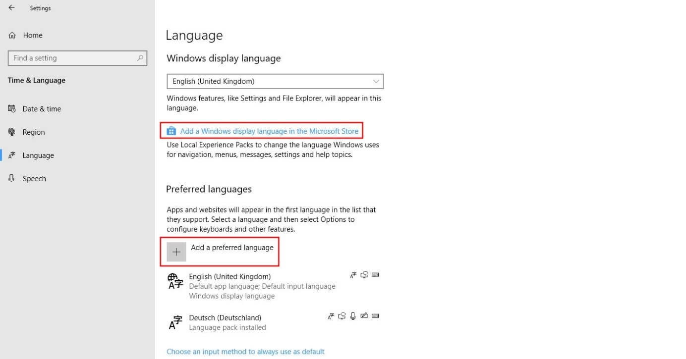 Windows 10: Menü? Sprache?