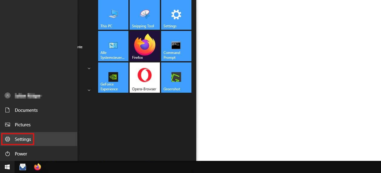 Windows 10 Startmenü:? Einstellungen?
