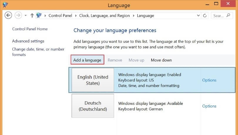 Sprache hinzufügen im Dialogfeld? Ändern Sie Ihre Spracheinstellungen?