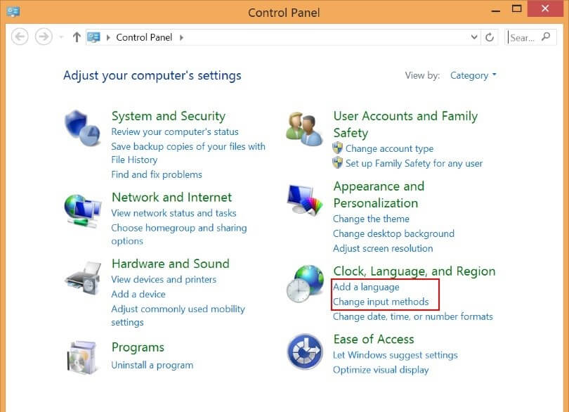 Uhr, Sprache und Region? im Menü Windows 8-Systemsteuerung