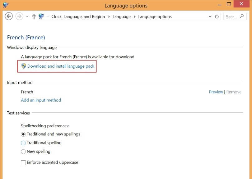Windows 8 Dialogfeld? Sprachoptionen?
