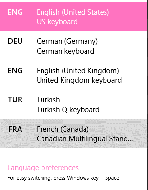 Tastaturoptionen in der Windows 8-Taskleiste