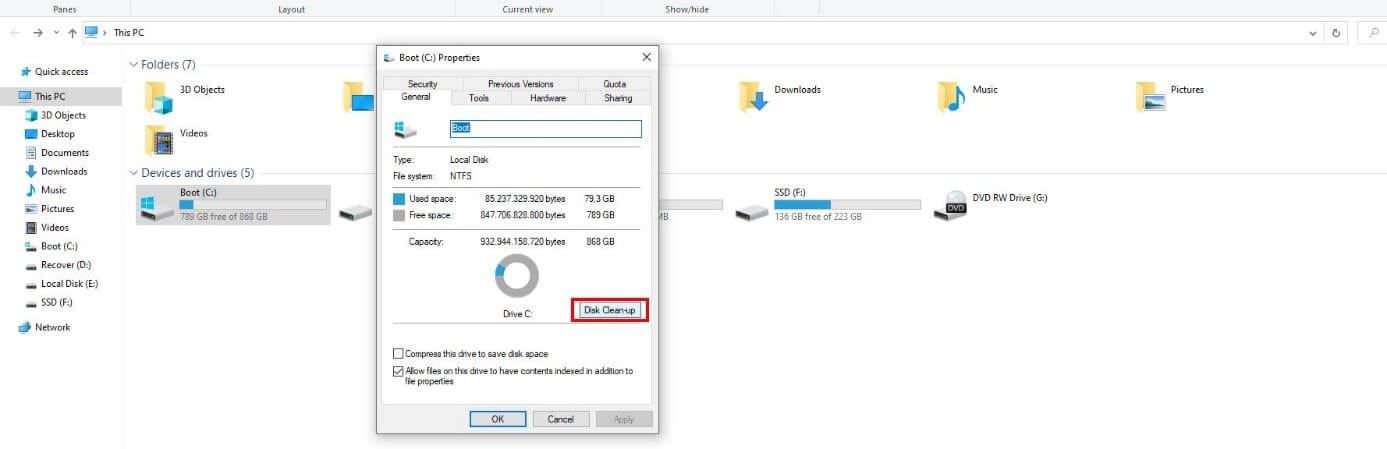 Windows 10: Festplatteneigenschaften