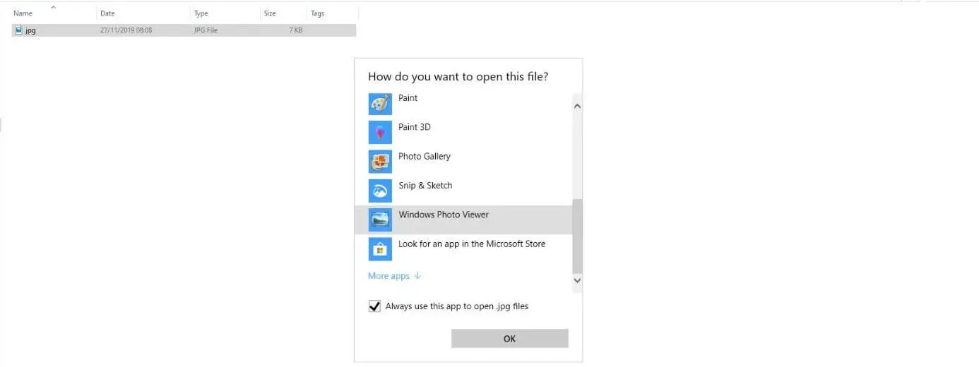 Windows 10-Dialogfeld Wie möchten Sie diese Datei öffnen?