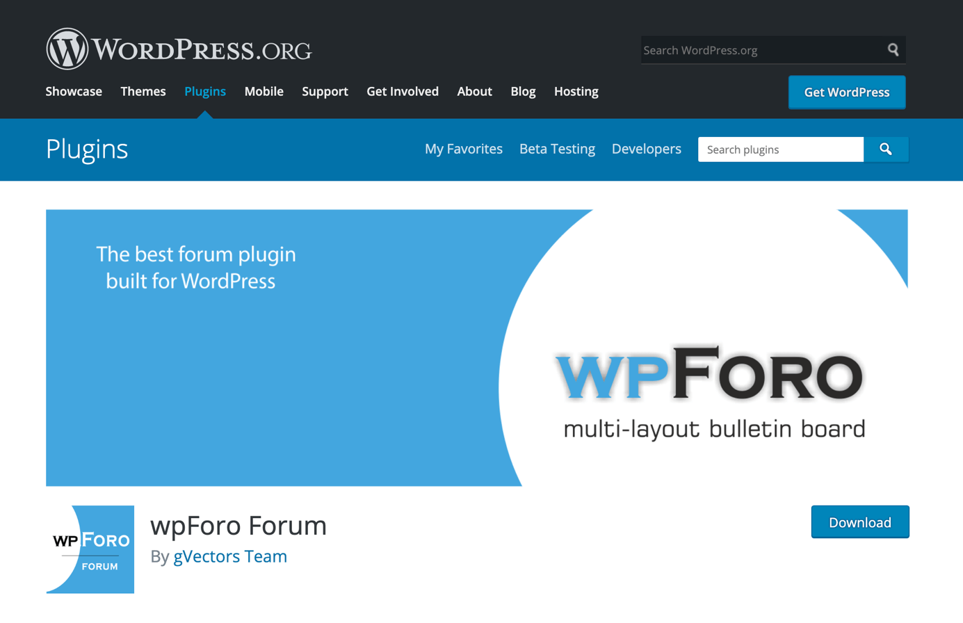 Laden Sie die Seite wpForo Forum auf WordPress.org herunter