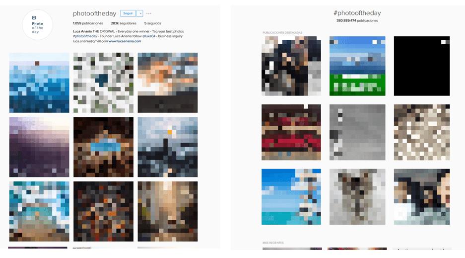 Screenshot des Photooftheday-Profils auf der Desktop-Version von Instagram